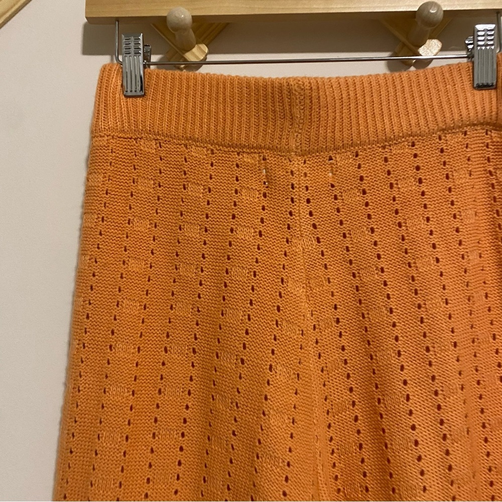 NWT By Together Anthropologie Orange Knit Flare Pants size Medium - Picture 9 of 9